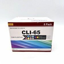 CLI-65 Ink 8-Color Set with Chip Replacement for Canon PIXMA PRO-200 Ink