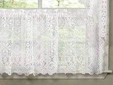 Sweet Home Collection Old World Style Floral Heavy Lace Kitchen Curtain, 24