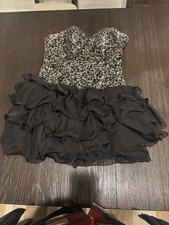 Sherri Hill Strapless Sequin Bodice, Ruffled Skirt Mini Cocktail Dress, Size 10