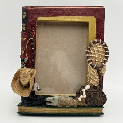 Rustic Fishing 3D Cabin Outdoors Dad Fathers Day Grandpa 4X6 Resin Picture Frame