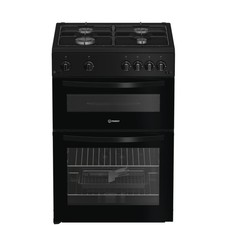 Image of Indesit 60cm Twin Cavity Gas Cooker - Black ITG6GB