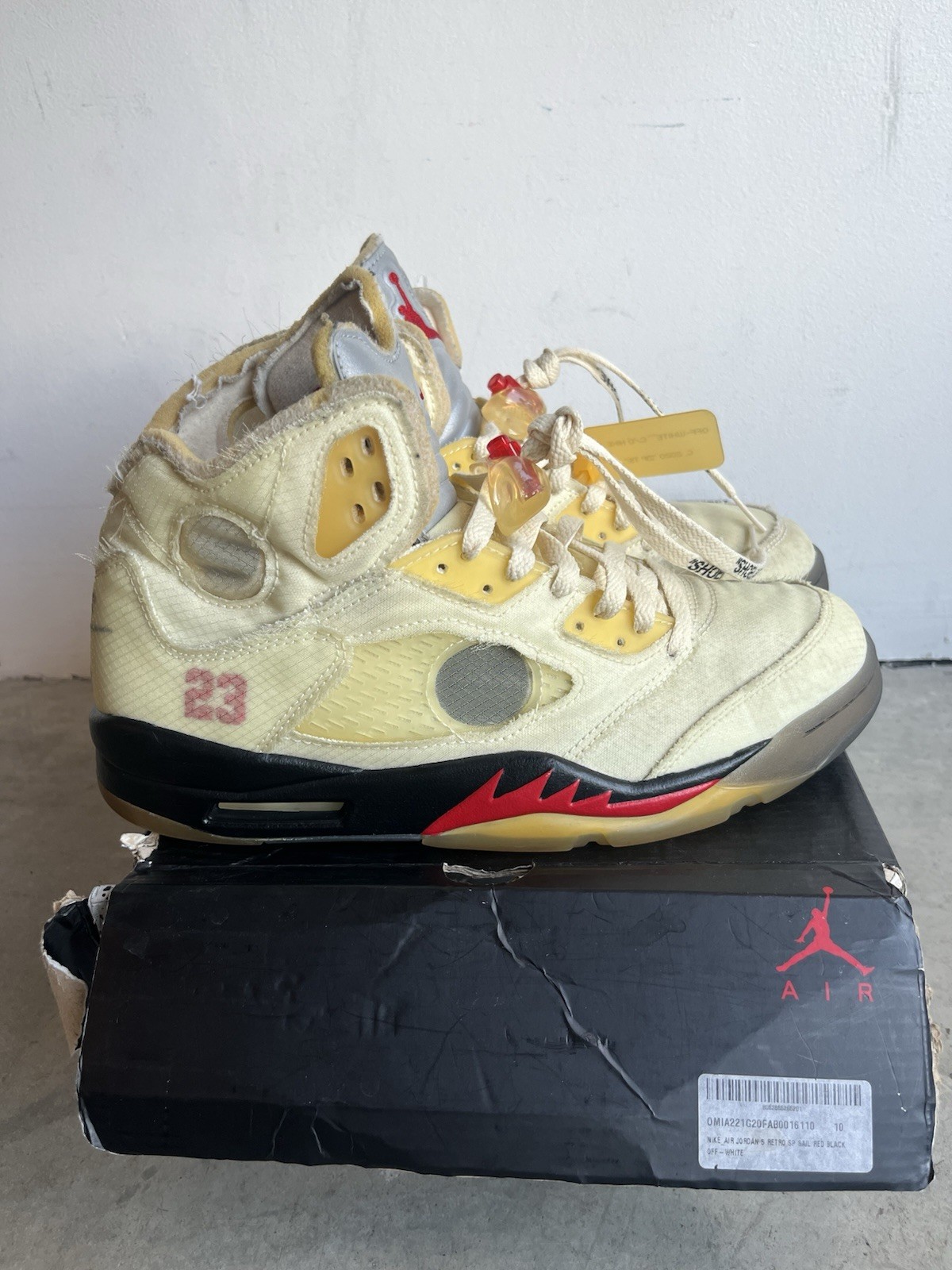 OFF WHITE X NIKE Nike Air Jordan 5 Retro SP x Off White Sail OG tutte DH8565 100 taglia 10