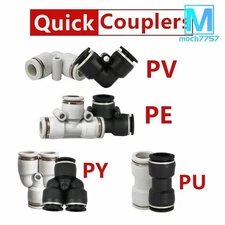 Pneumatic Fitting Tube Connector Push In Hose Coupling 4MM-16MM Air Water Pipe