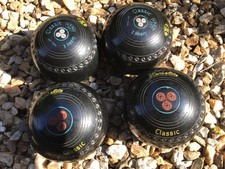 Henselite Classic Lawn Bowls Size 3 Heavy Black, WB STAMP 33 easi grip.