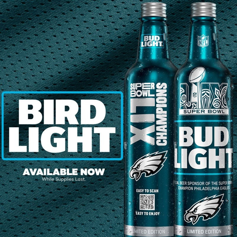 Philadelphia Eagles Super Bowl LIX Bud Light Commemorative Bottle