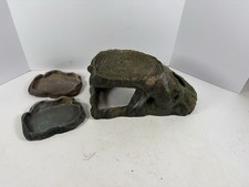 Large Reptile Hide Cave Tree Stump Habitat  2 Water Dishes Terrarium Decor