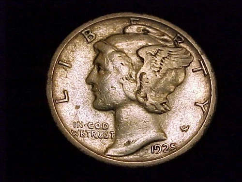 1925-S  Mercury Dime,  Fine  Grade.