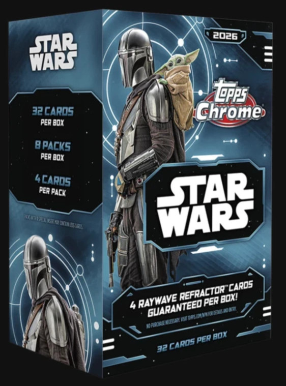 2026 Topps Chrome Star Wars Trading Cards Sealed Blaster Value Box ~ 8 Packs