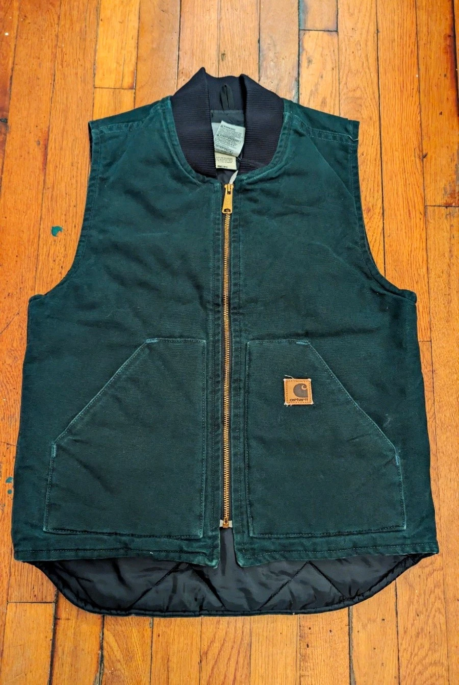 Carhartt V02 Arctic V02SPC Green Canvas Quilted Lined Zip Vest Men’s S Reg - product detail image 1