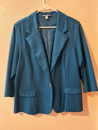 Preowned Dressbarn Woman Blue Green Blazer Size 2X - Picture 2 of 8