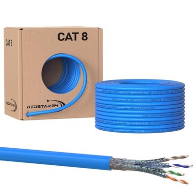 50 m CAT 8.1 Verlegekabel LAN Netzwerkkabel S/FTP LSZH bis 40 Gbit/s
