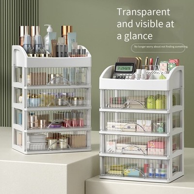 Transparenter Kosmetik Organizer mit verstellbaren Trennwänden für Make-up Auf