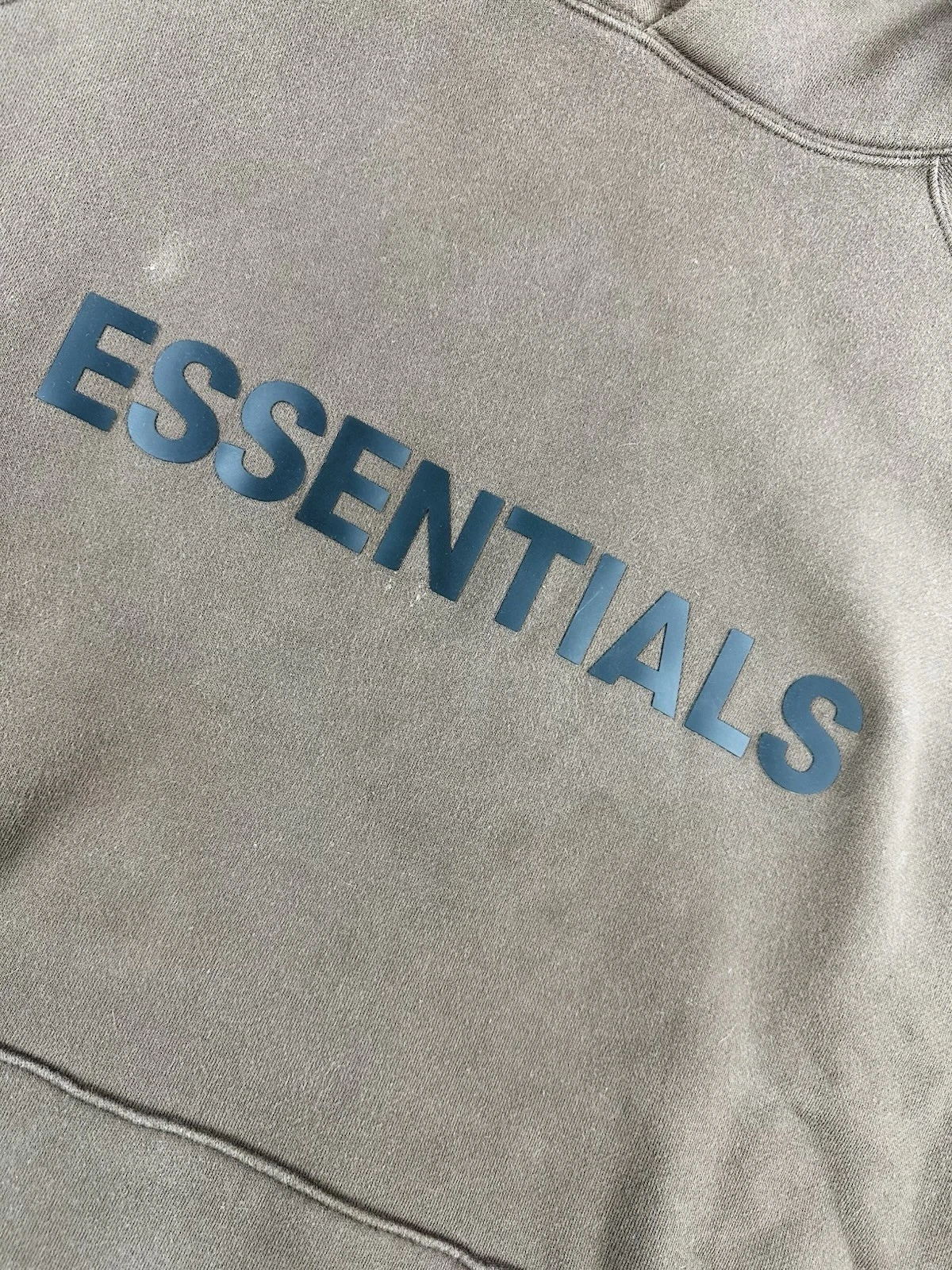 Fear Of God Essentials Felpa con Cappuccio Uomo XL Marrone Spellout Pullover