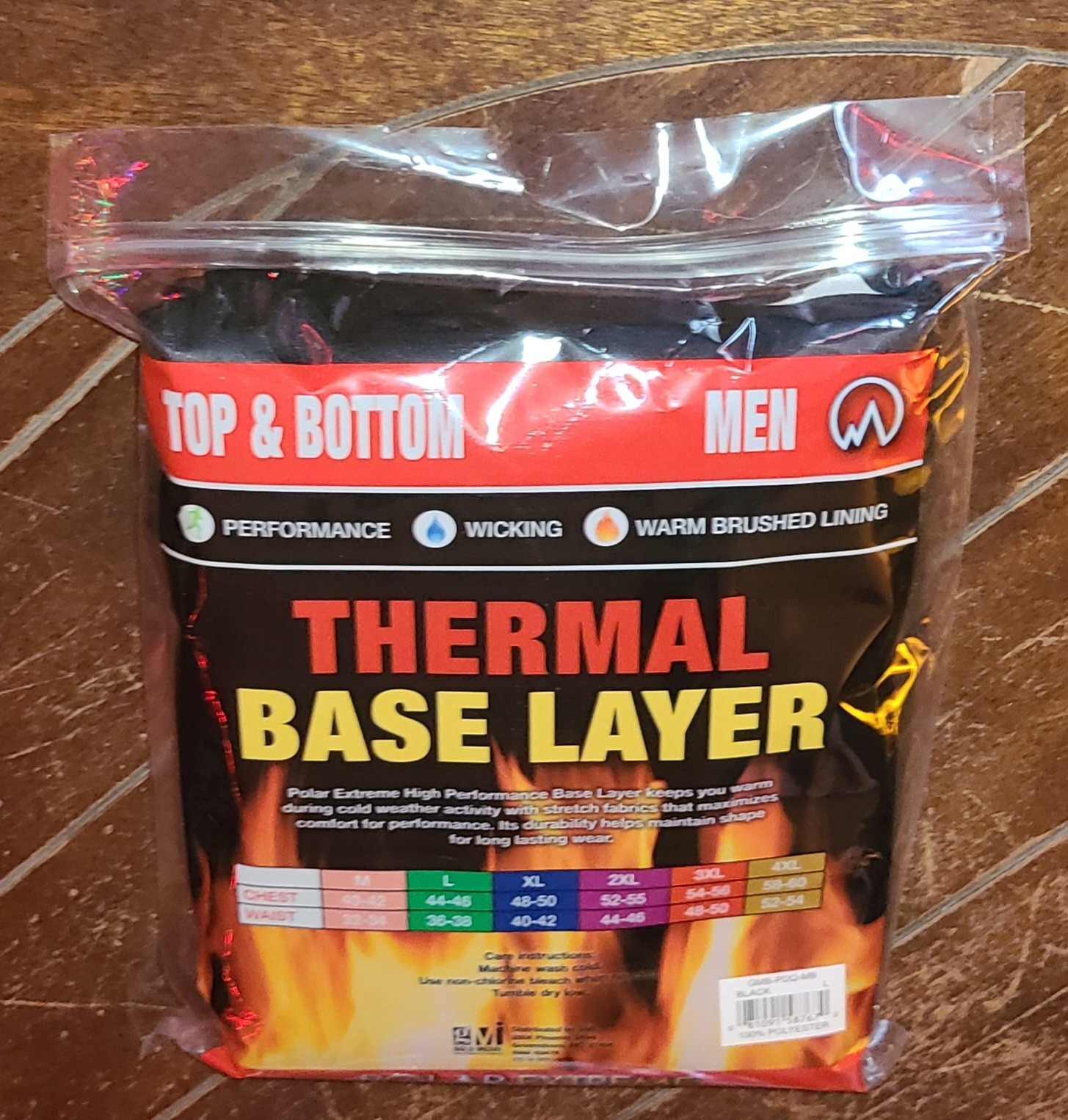 Polar Extreme Thermal Base Men's Layer LARGE Black Top/Bottom Set #GMB-PDQ-MB-L