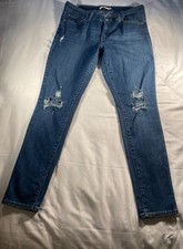 Distressed Levi's 711 Skinny Women's Blue Denim Jeans Size 32