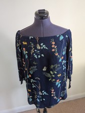 Oasis Fitzwilliam Collection Bardot Top Size 10 Navy
