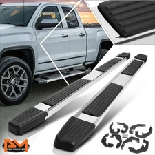 For 17-19 Silverado/Sierra Crew Cab 6" Step Pad Aluminum Running Boards Silver