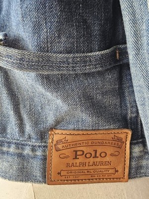 Vintage Polo Ralph Lauren M Medium Dungaree Trucker Jacket Blue