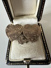 Antique Front Gold Brass Mizpah Harts Brooch