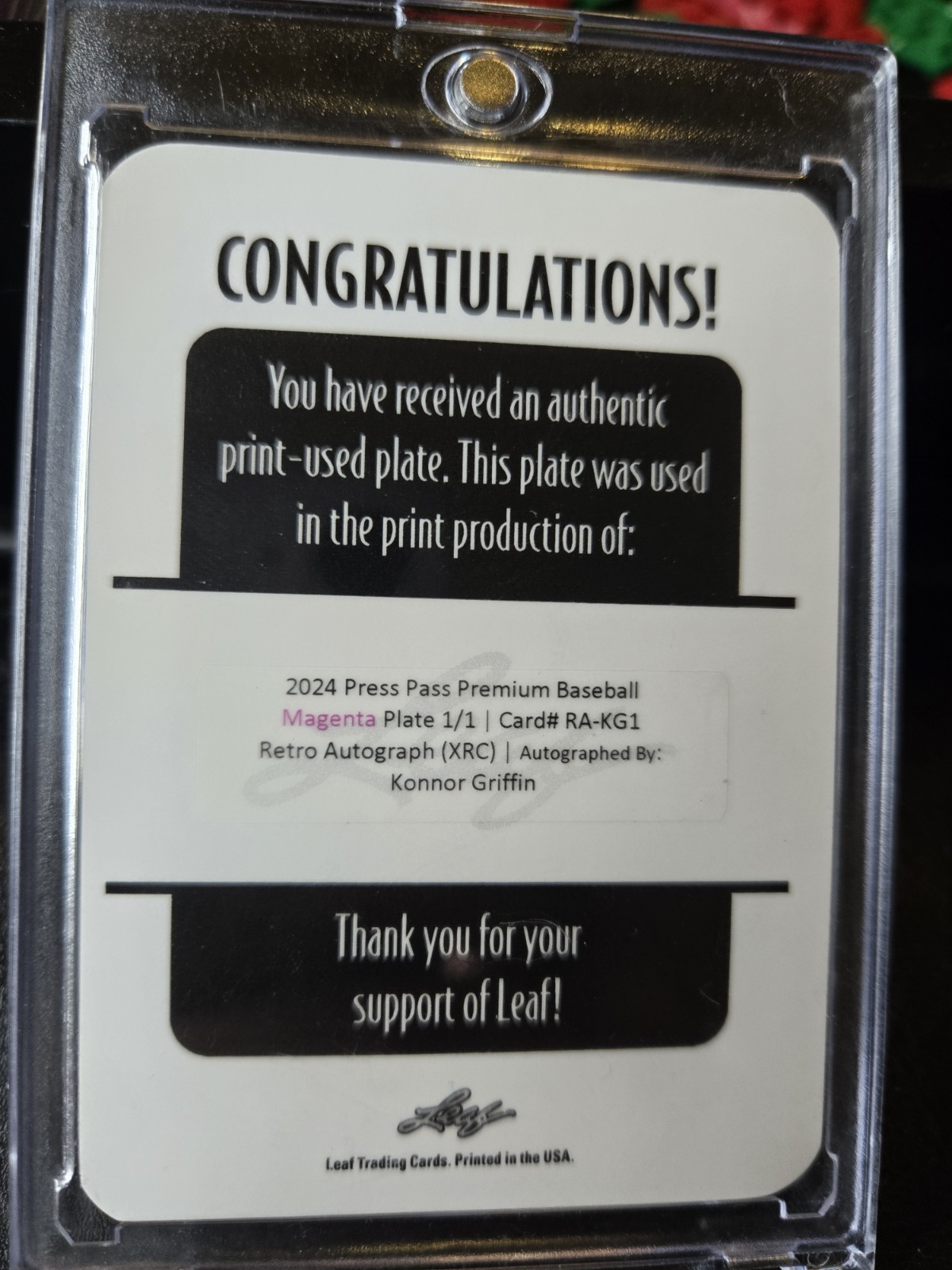 2024 Magenta Plate 1/1 Konnor Griffin RC Auto RA-KG1 ONE OF ONE MINT!  SP  🔥  view 2