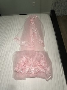 Canopy Crib/Bed Mosquito Pink Lace Netting, Girls Room Decor Insect Protection