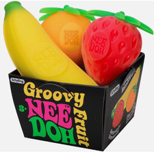 Schylling Groovy Nee Doh Fruit Stress Ball Set Squeezable Fidget Toy Pack 3