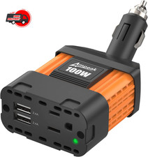 Ampeak 100W Car Power Inverter 4.8A Dual Usb Ports Ac Outlet 11 Safe P