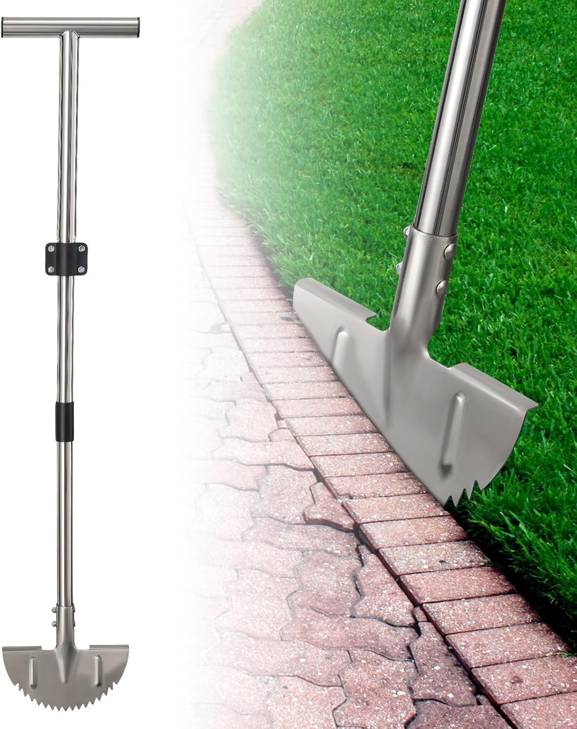 Lawn Edger, 34"-49" Edger Lawn Tool, Heavy-Duty Stainless Steel with Adjustab...