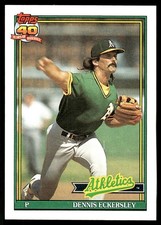 Dennis Eckersley 1991 Topps #250 Athletics MLB READ FREE SHIPPING AutographDen