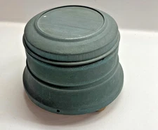 vintage metal powder puff music box still works Always Thoren Switzerland