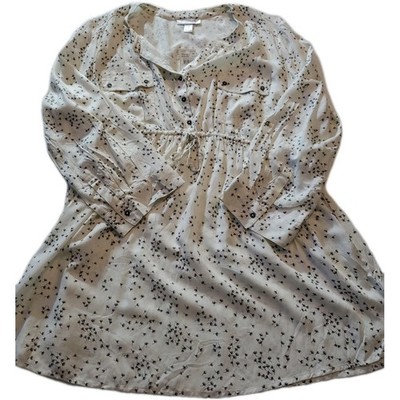 Motherhood Plus 1X Blouse NWT cream with black dandelion pattern comfy boho