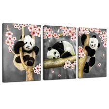 - Cute Panda Canvas Wall Art Panda Bear Painting Artwork for Kids Bedroom Liv...
