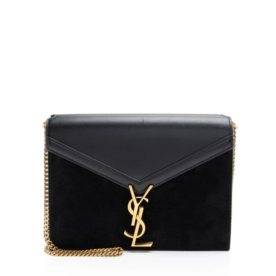 Saint Laurent Calfskin Suede Monogram Cassandra Medium Chain Bag