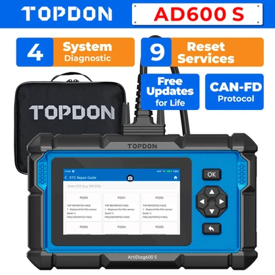 2025 TOPDON AD600S OBD2 Scanner Car Diagnostic Tool Engine ABS SRS AT Oil TPMS