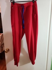 FIGS Technical Collection Zamora Jogger Pop Red Hi Rise Scrub Pants PO 5623
