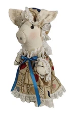 Primative Country Pig Handmade 12" Sewing Pin Cushion Stuffed Animal