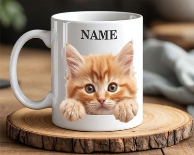 Personalisierte Tasse Ingwer Kätzchen Katze individuell Name Geschenk Katzenliebhaber süß 69