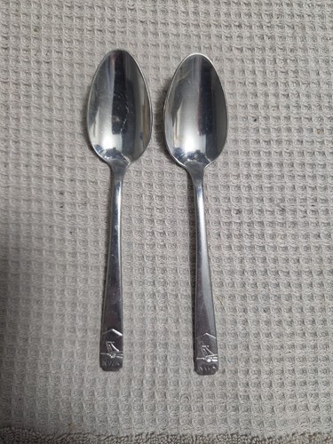Northwest Airlines NWA Stainless Spoons Set of 2 Silverware Vintage NOS
