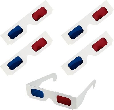 5 Pcs Classic 3D Glasses - Red and Blue Anaglyph with Adjustable Fit