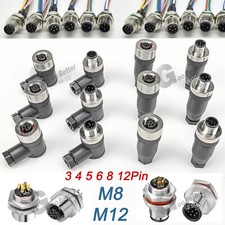 PG7 M8/M12 Sensor Connector 3-12 Pin Male/Female Straight/Right Angle Plug IP67