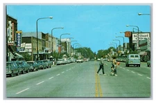 Rice Lake, WI Wisconsin, Main Street View Scene, Vintage Chrome Postcard 