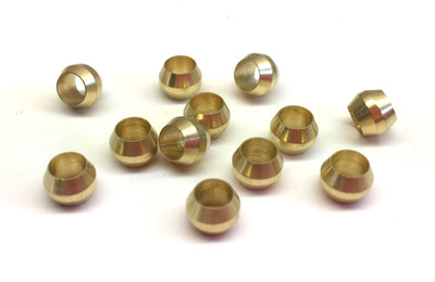 4mm ID x 12pcs Brass Compression Sleeve Ferrule Olive Barrel Ring Soft Copper