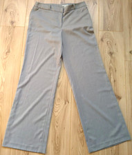 H&M  WOMENS GREY WIDE LEG MIXED LINEN TROUSERS SIZE UK 12 W 32 L 33