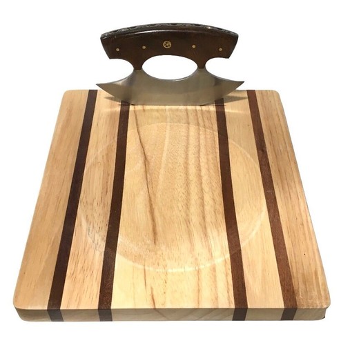 PAQUETE - Juego económico hecho a mano cuchillo con mango de madera inoxidable mediano - Tabla de cortar - Imagen 4 de 5
