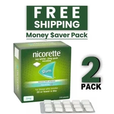 Nicorette Gum Icy White 2mg 210 Pieces - PACK OF 2-FREE SHIPPING