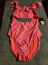 Bathing Suit Round Neck One Piece Swim Suit NWT 14-16 XL Coral Art Class