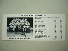 1970/71 NHL HOCKEY POSTCARD PHOTO NEW YORK RANGERS TEAM PHOTO BRAD PARK ROOKIE