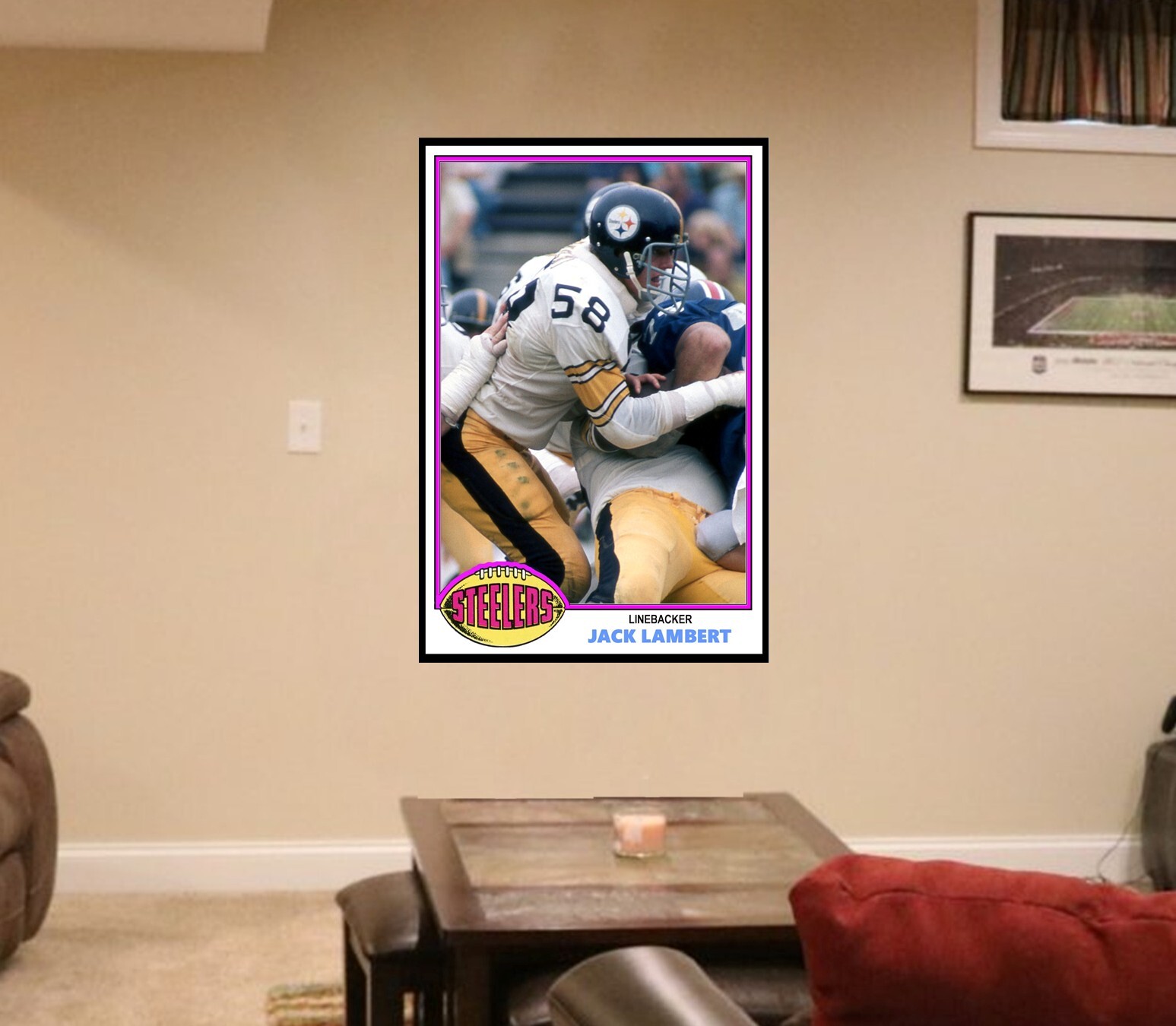 Numbers Font Stye 1976 style JACK LAMBERT Steelers Sports Poster NFL Action Shot 24X36in ...