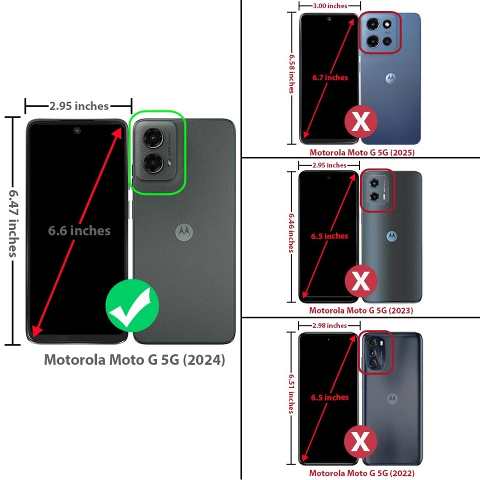 For Moto G 5G 2024 Phone Case Magnetic Snap Wallet Flip Card Slots Cover - Image 2 of 4