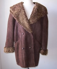 Coach Vintage Brown Suede Shearling Hoodie Coat Jacket M L